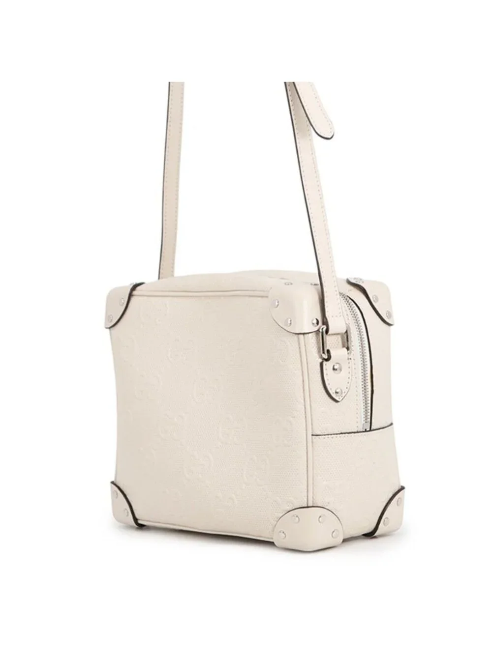 Gucci Shoulder Bag GG Embossed Leather White
